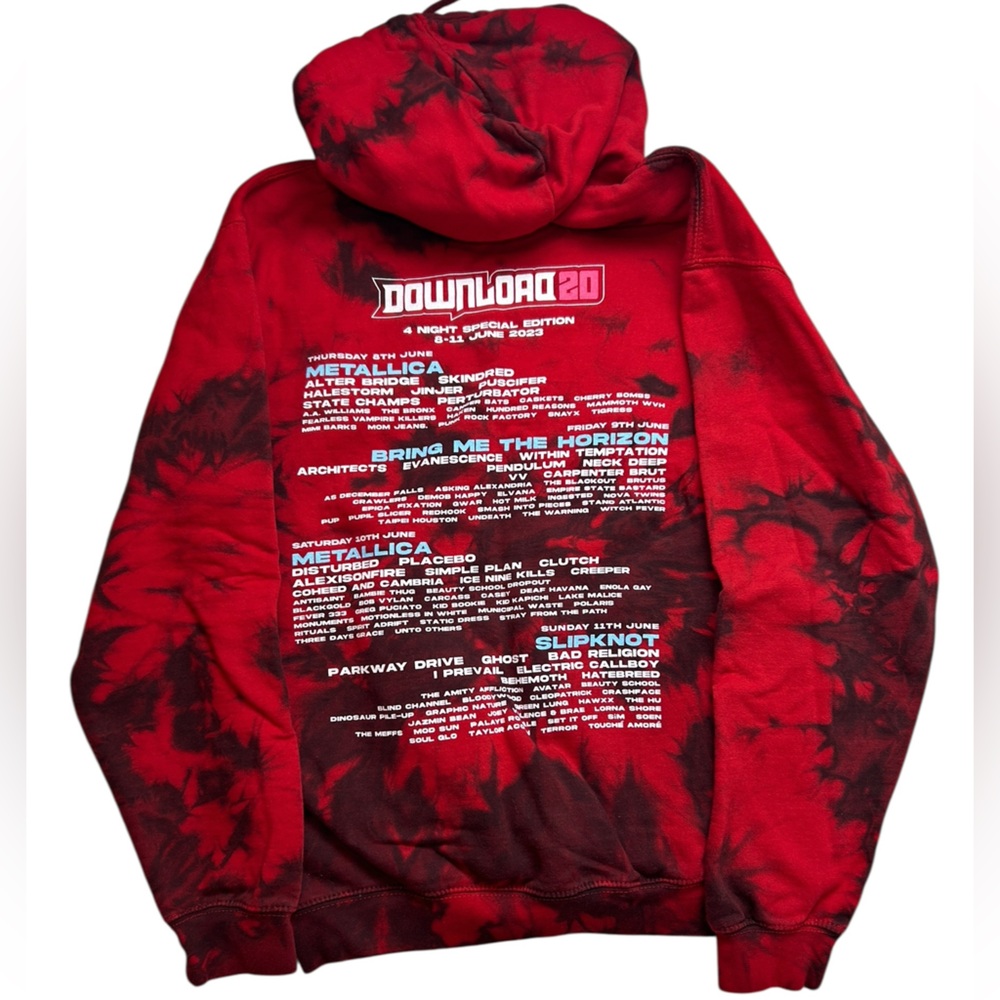 Download Festival 20th Anniversary 2023 Tie‑Dye Hoodie – Red/Black – Size M - Picture 4 of 11